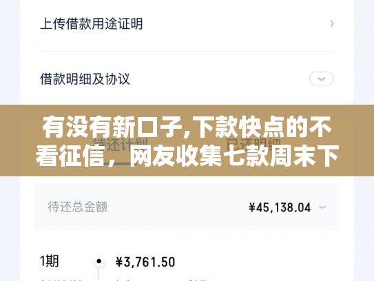 有没有新口子,下款快点的不看征信，网友收集七款周末下款的网贷口子