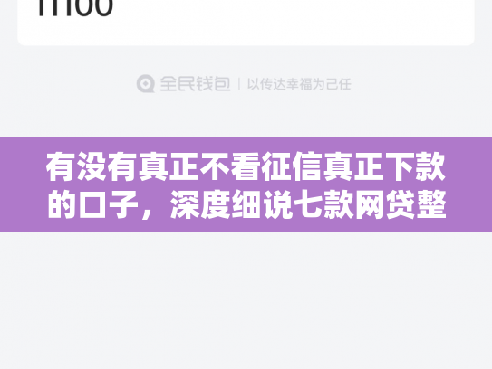 有没有真正不看征信真正下款的口子，深度细说七款网贷整顿什么口子下款