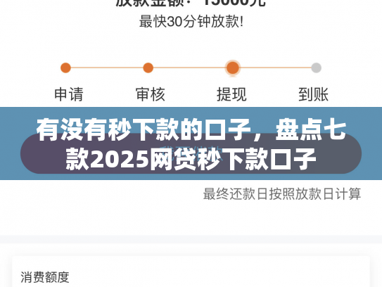 有没有秒下款的口子，盘点七款2025网贷秒下款口子