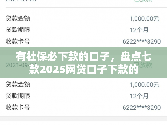 有社保必下款的口子，盘点七款2025网贷口子下款的