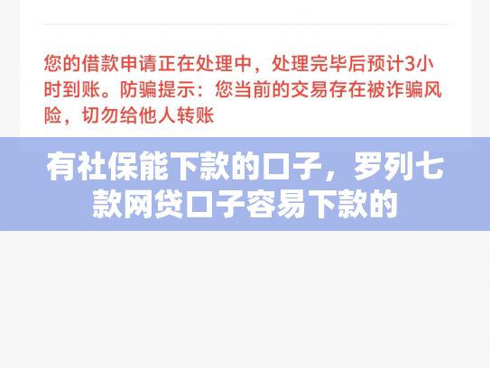 有社保能下款的口子，罗列七款网贷口子容易下款的
