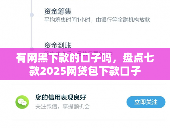 有网黑下款的口子吗，盘点七款2025网贷包下款口子