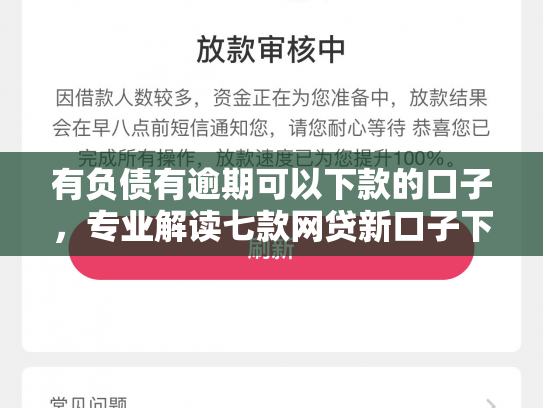 有负债有逾期可以下款的口子，专业解读七款网贷新口子下款块
