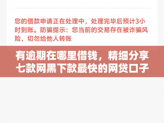 有逾期在哪里借钱，精细分享七款网黑下款最快的网贷口子