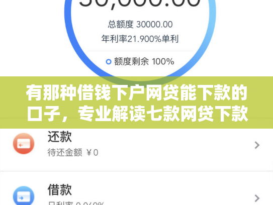有那种借钱下户网贷能下款的口子，专业解读七款网贷下款口子怎么找