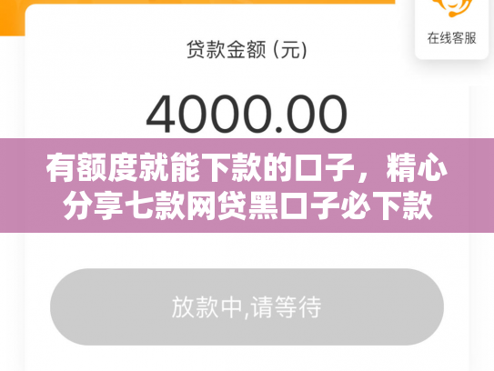 有额度就能下款的口子，精心分享七款网贷黑口子必下款