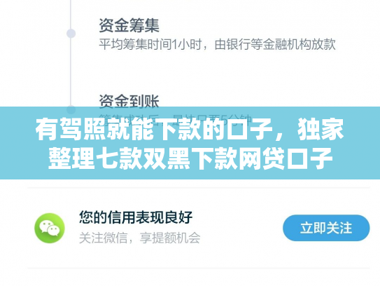有驾照就能下款的口子，独家整理七款双黑下款网贷口子
