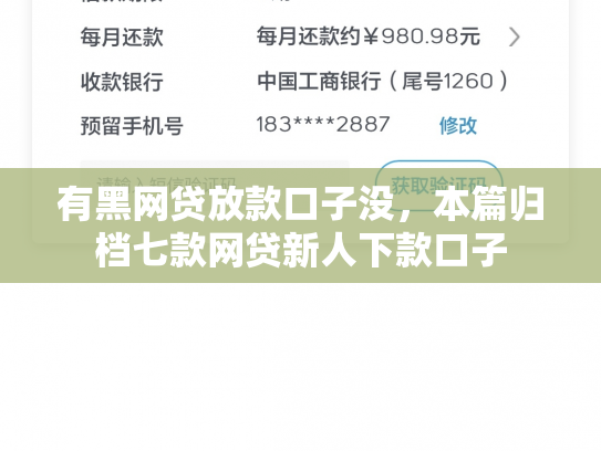 有黑网贷放款口子没，本篇归档七款网贷新人下款口子