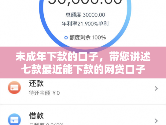 未成年下款的口子，带您讲述七款最近能下款的网贷口子