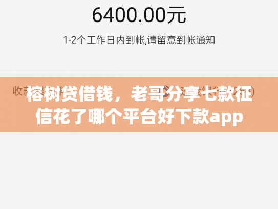 榕树贷借钱，老哥分享七款征信花了哪个平台好下款app