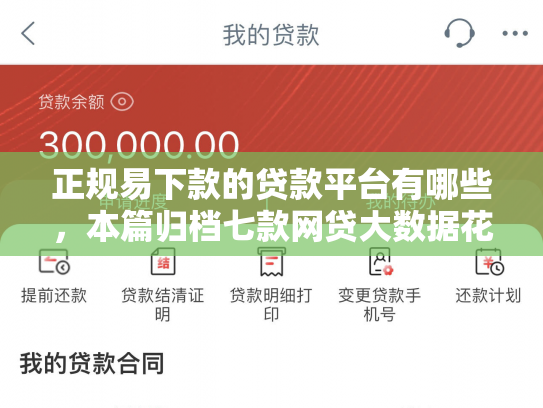 正规易下款的贷款平台有哪些，本篇归档七款网贷大数据花了下款口子