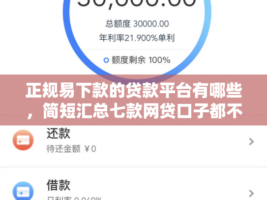 正规易下款的贷款平台有哪些，简短汇总七款网贷口子都不下款了吗