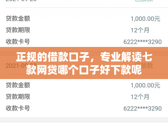 正规的借款口子，专业解读七款网贷哪个口子好下款呢