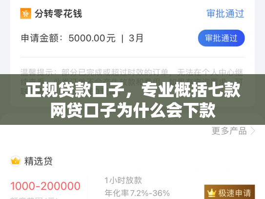 正规贷款口子，专业概括七款网贷口子为什么会下款