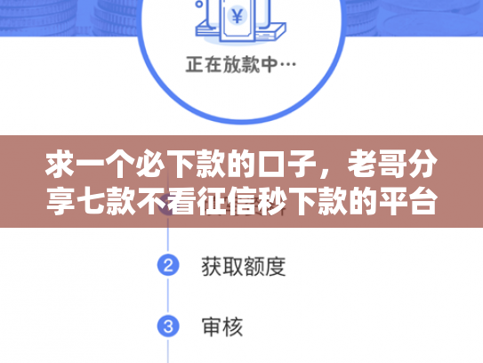 求一个必下款的口子，老哥分享七款不看征信秒下款的平台