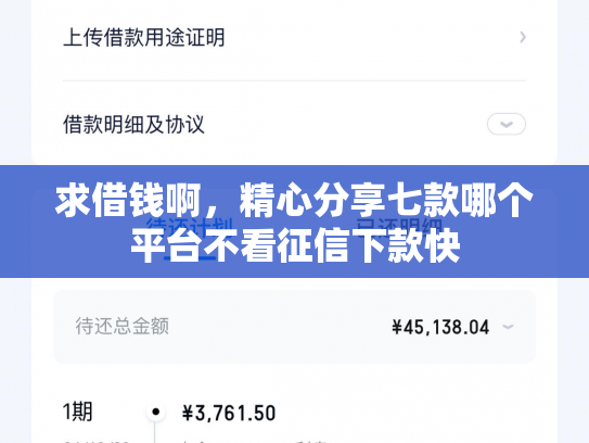 求借钱啊，精心分享七款哪个平台不看征信下款快