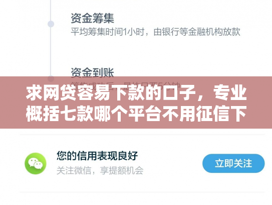 求网贷容易下款的口子，专业概括七款哪个平台不用征信下款快