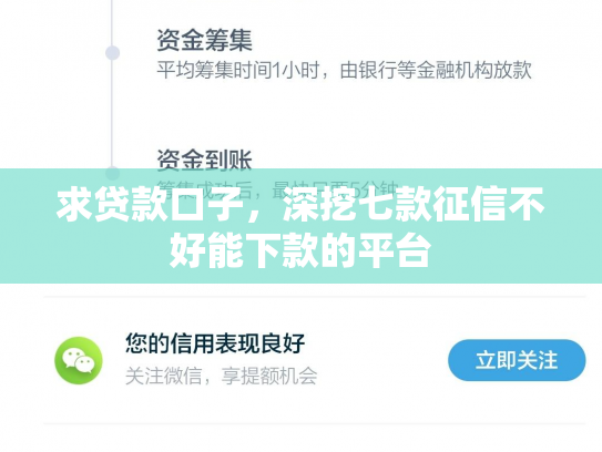 求贷款口子，深挖七款征信不好能下款的平台