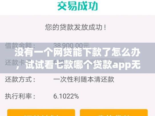 没有一个网贷能下款了怎么办，试试看七款哪个贷款app无视黑户下款很快