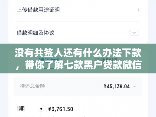没有共签人还有什么办法下款，带你了解七款黑户贷款微信下款可靠吗知乎