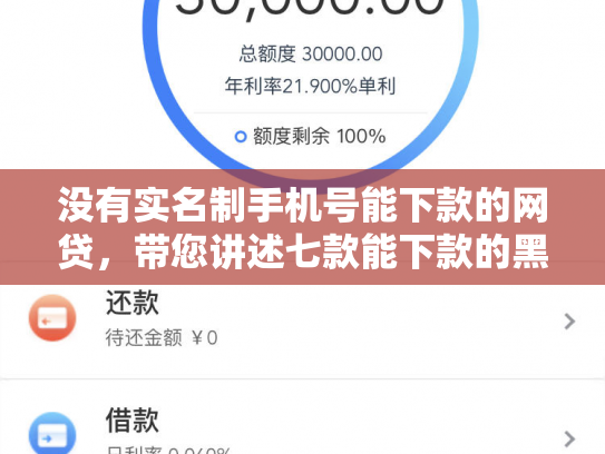 没有实名制手机号能下款的网贷，带您讲述七款能下款的黑户贷款平台是真的吗