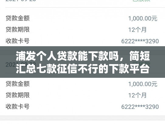 浦发个人贷款能下款吗，简短汇总七款征信不行的下款平台