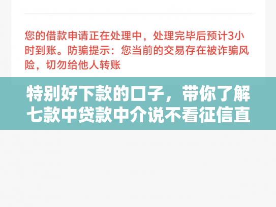特别好下款的口子，带你了解七款中贷款中介说不看征信直接下款