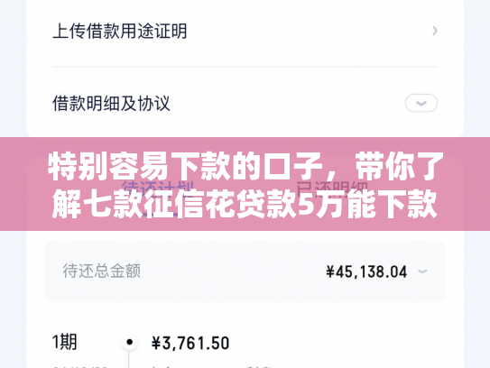 特别容易下款的口子，带你了解七款征信花贷款5万能下款吗