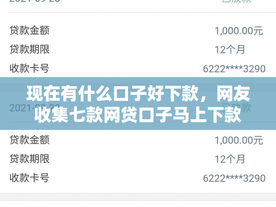 现在有什么口子好下款，网友收集七款网贷口子马上下款