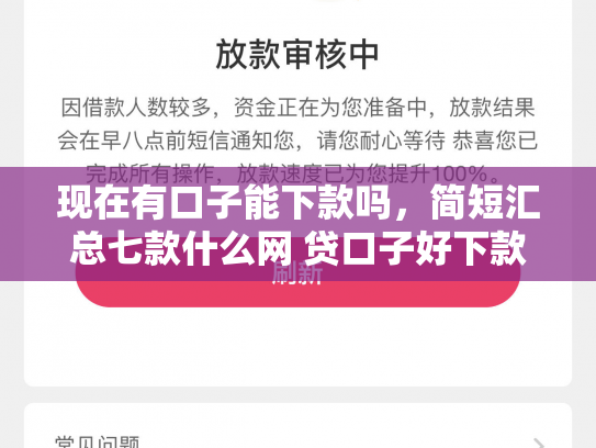 现在有口子能下款吗，简短汇总七款什么网 贷口子好下款