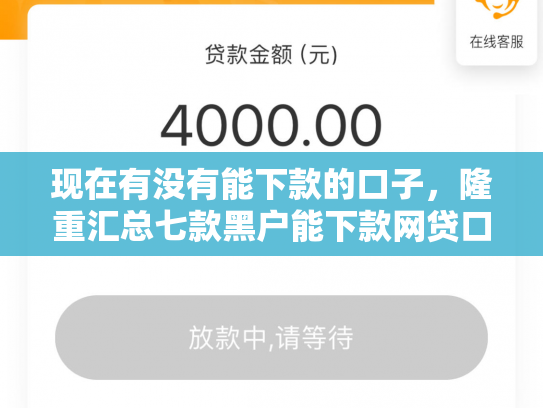 现在有没有能下款的口子，隆重汇总七款黑户能下款网贷口子
