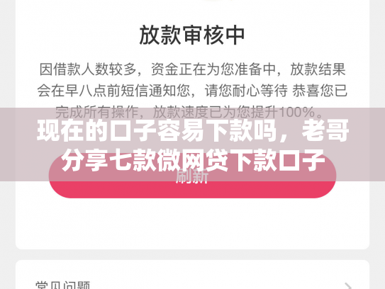 现在的口子容易下款吗，老哥分享七款微网贷下款口子