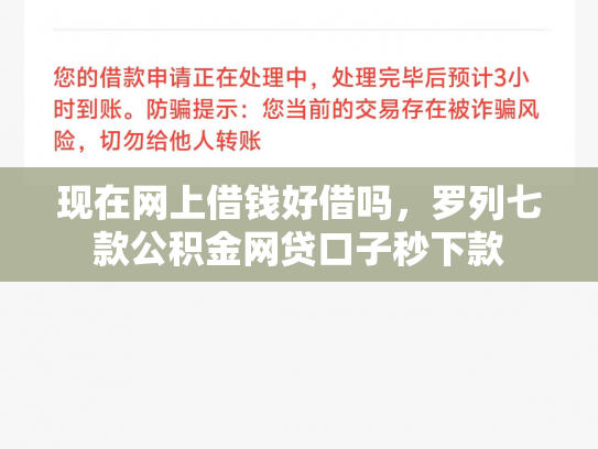现在网上借钱好借吗，罗列七款公积金网贷口子秒下款