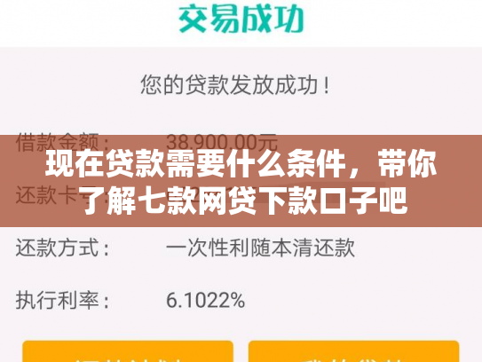 现在贷款需要什么条件，带你了解七款网贷下款口子吧
