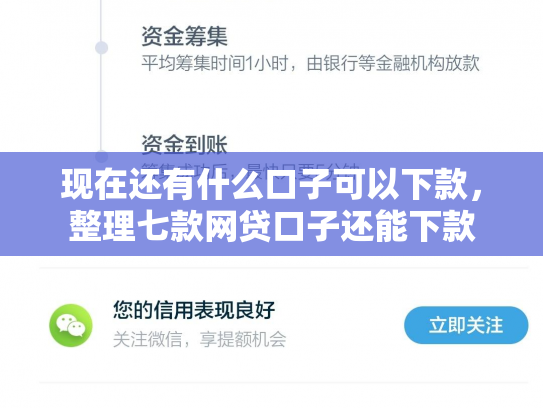 现在还有什么口子可以下款，整理七款网贷口子还能下款