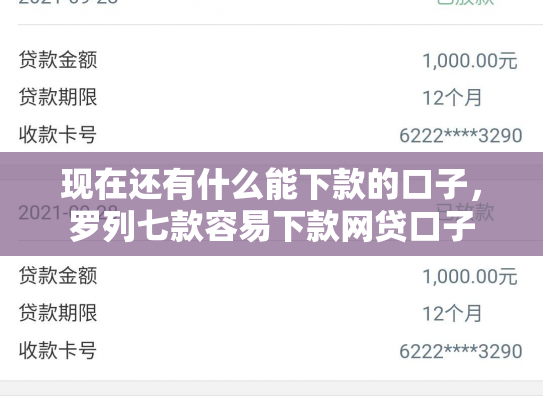 现在还有什么能下款的口子，罗列七款容易下款网贷口子