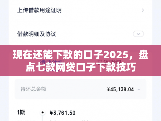 现在还能下款的口子2025，盘点七款网贷口子下款技巧