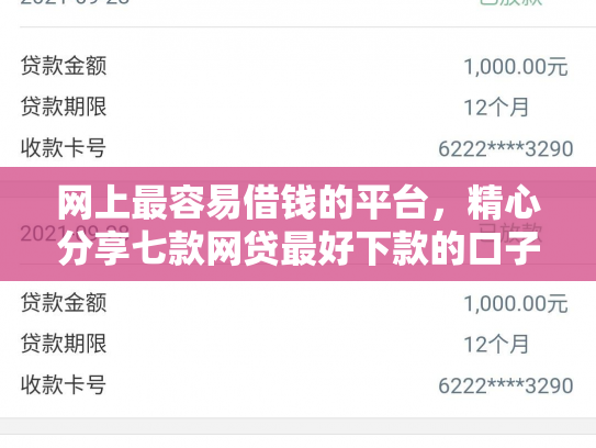 网上最容易借钱的平台，精心分享七款网贷最好下款的口子