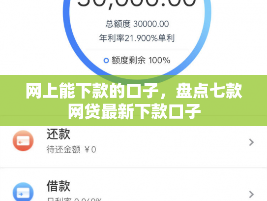 网上能下款的口子，盘点七款网贷最新下款口子