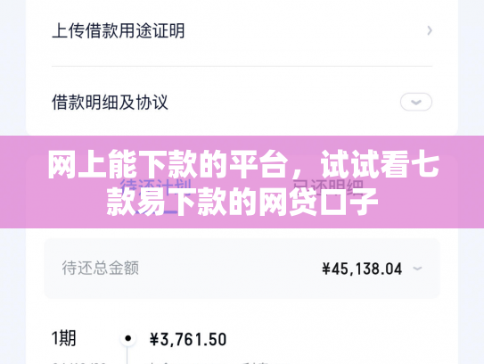 网上能下款的平台，试试看七款易下款的网贷口子