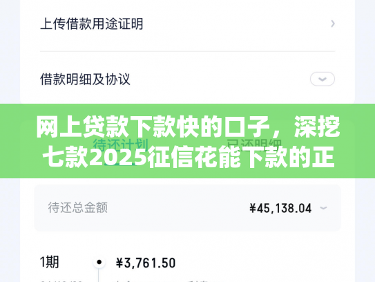 网上贷款下款快的口子，深挖七款2025征信花能下款的正规网贷app