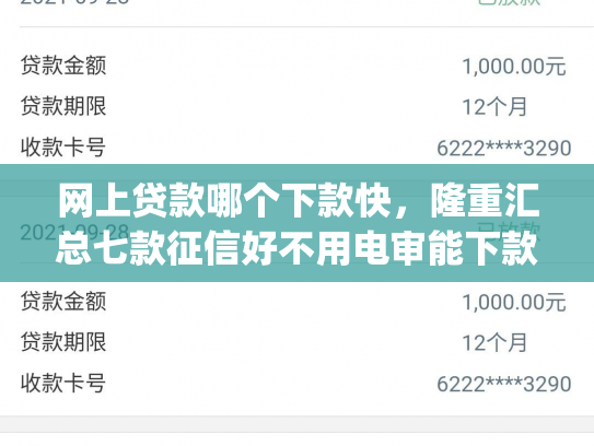 网上贷款哪个下款快，隆重汇总七款征信好不用电审能下款的app
