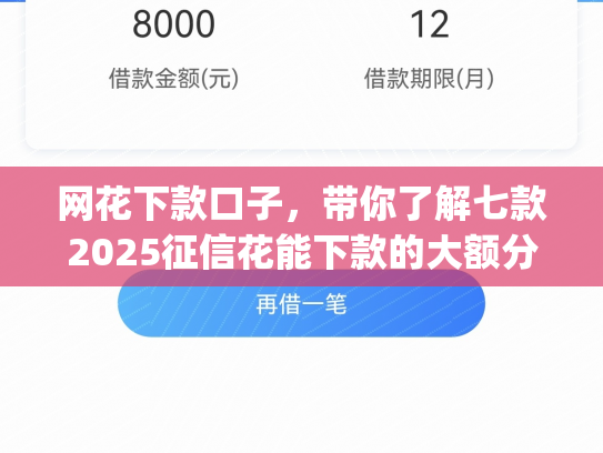 网花下款口子，带你了解七款2025征信花能下款的大额分期app