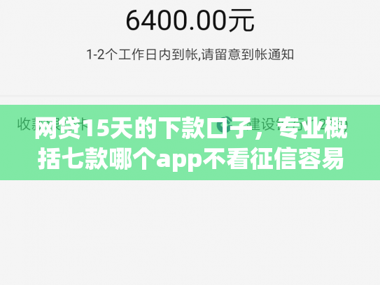 网贷15天的下款口子，专业概括七款哪个app不看征信容易下款