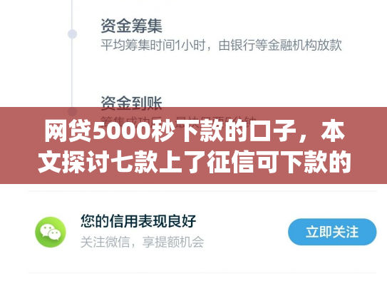 网贷5000秒下款的口子，本文探讨七款上了征信可下款的app