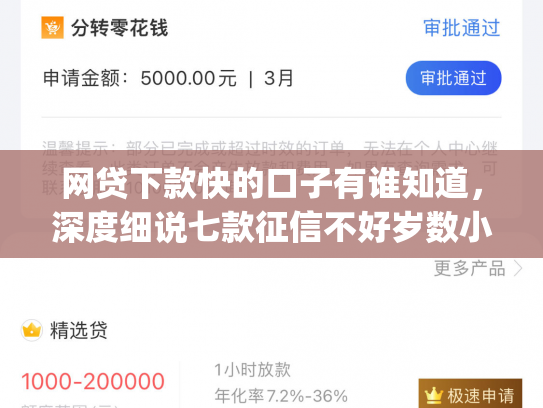 网贷下款快的口子有谁知道，深度细说七款征信不好岁数小能下款的app