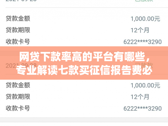 网贷下款率高的平台有哪些，专业解读七款买征信报告费必下款的app