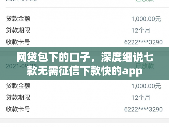 网贷包下的口子，深度细说七款无需征信下款快的app
