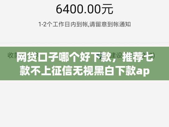 网贷口子哪个好下款，推荐七款不上征信无视黑白下款app
