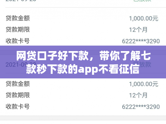 网贷口子好下款，带你了解七款秒下款的app不看征信